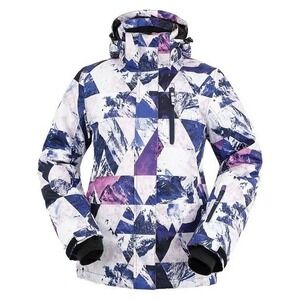 Andorra Geometric Mountain Ski Snowboard Jacket Purple Blue Women's MEDIUM